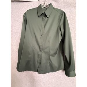 JVer Design In Italy Button Up Shirt Wmn XS Green Basic Collared Long Sleeve Top